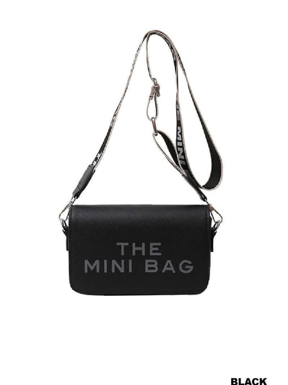 THE MINI BAG Black Crossbody Bag with Branded Strap